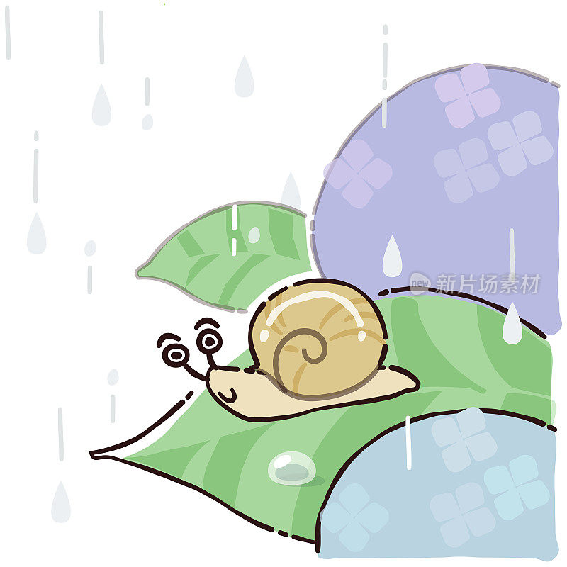 蜗牛和绣球花的剪贴画