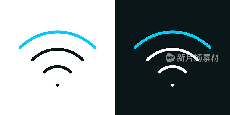 Wifi。黑色或白色背景上的双色线条图标-可编辑笔触