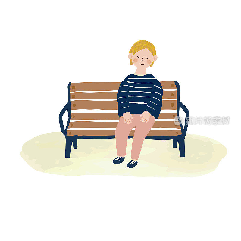 坐在长凳上休息的人