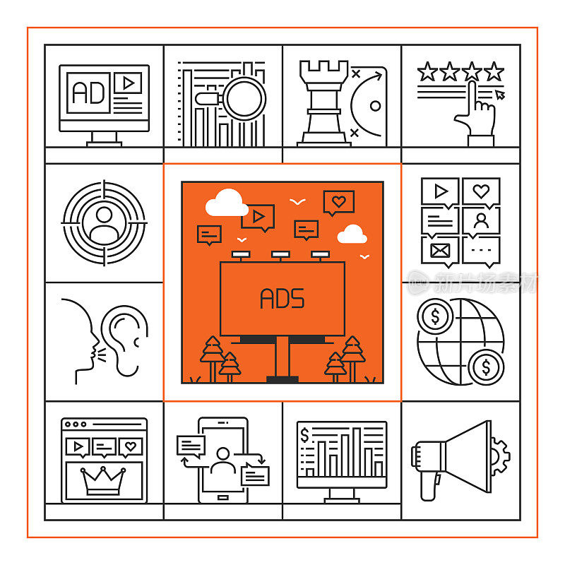 营销横幅线图标集设计