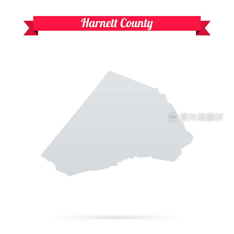 北卡罗来纳州的哈内特县。白底红旗地图