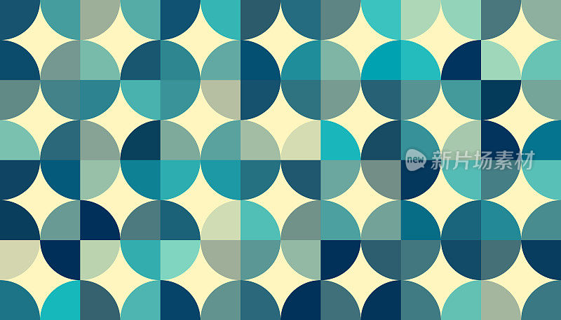 时髦的复古蓝色抽象圆形图案矢量插图