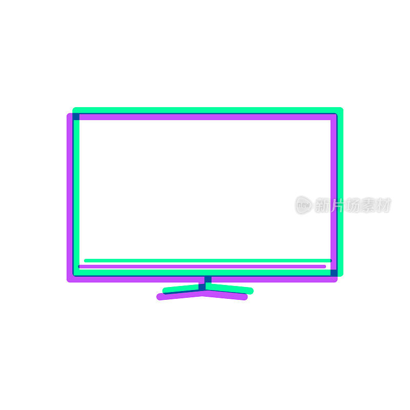 电视。图标与两种颜色叠加在白色背景上