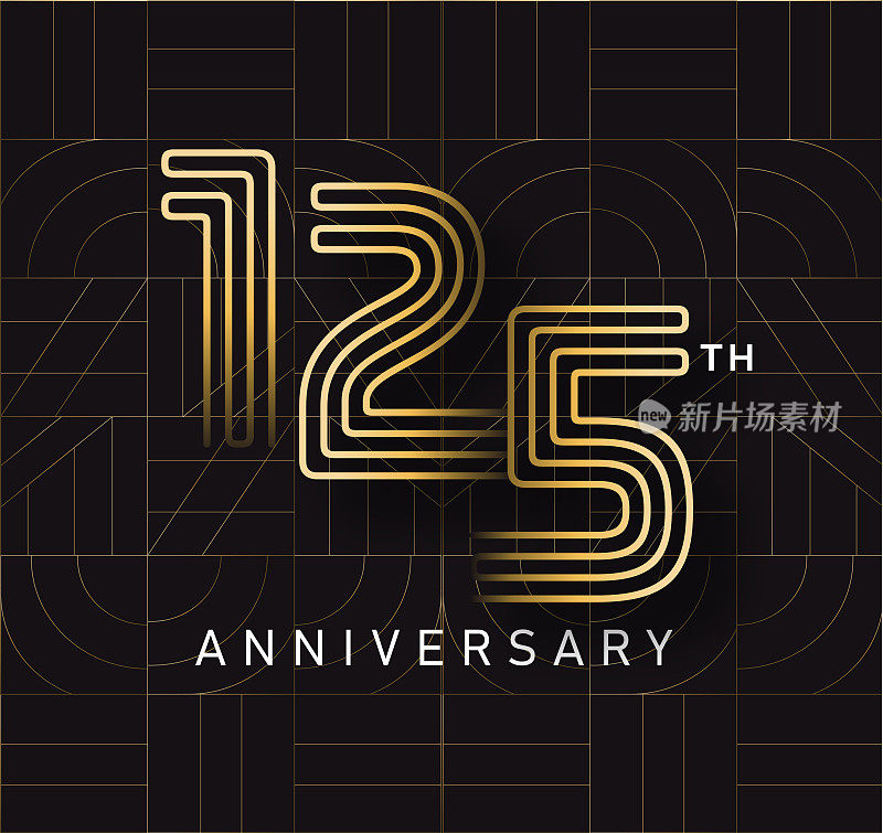 金色125周年纪念广场标志几何排版设计