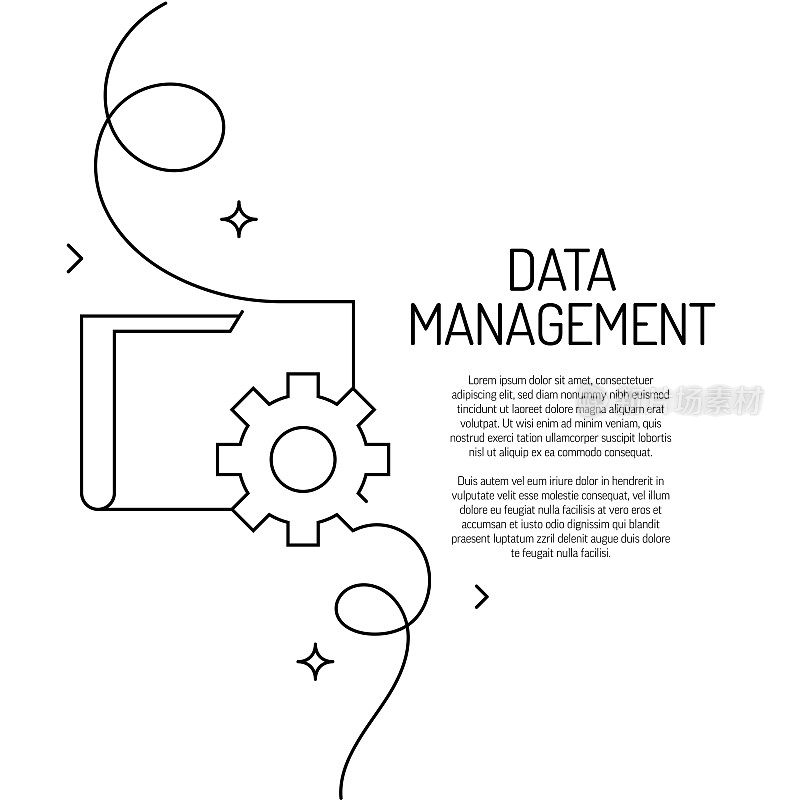 数据管理图标的连续线条绘制。手绘符号矢量插图。