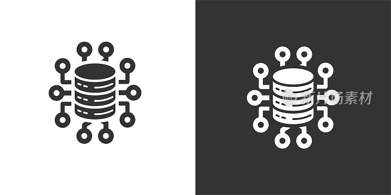 数据库图标。固体图标，可以应用在任何地方，简单，像素完美和现代风格