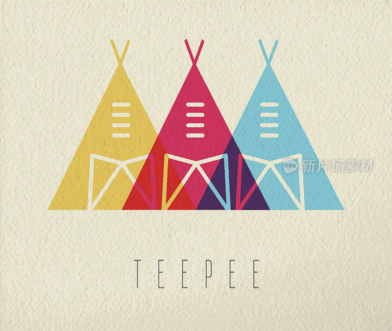 帐篷印第安人图标概念颜色设计