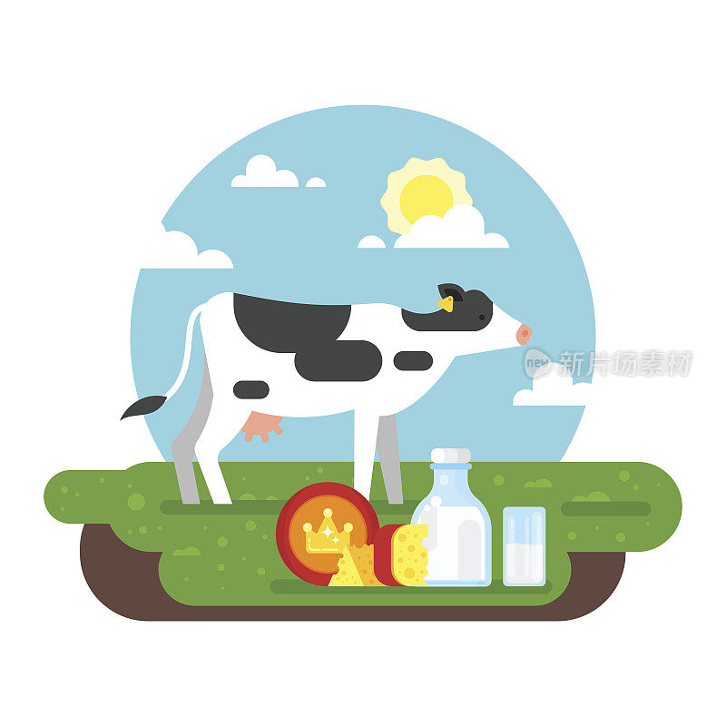 奶牛在田里吃草，吃乳制品
