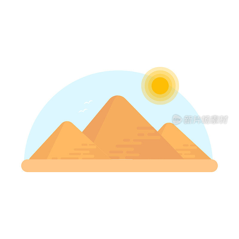 三座埃及吉萨金字塔。向量的卡通插图