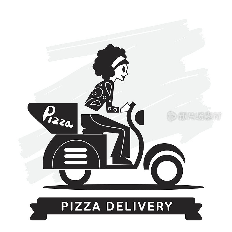 披萨外卖服务，矢量图标。