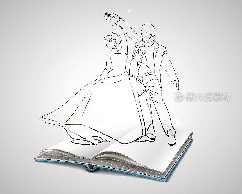 打开一本蓝色封面的关于跳舞的书