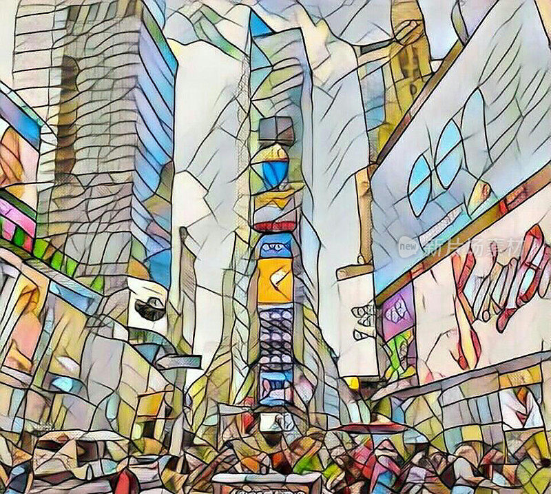 纽约时代广场的彩色玻璃景观