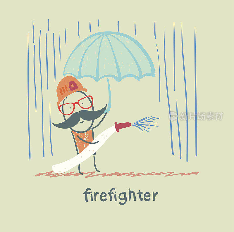消防员站在雨中