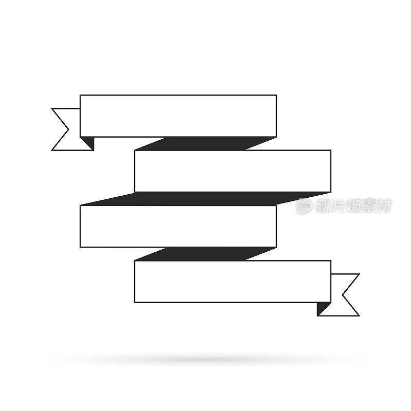 丝带(轮廓，线条艺术)，孤立在白色背景-设计元素