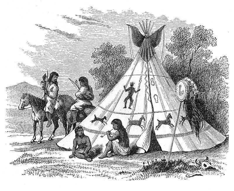 1868年北美印第安人雕刻