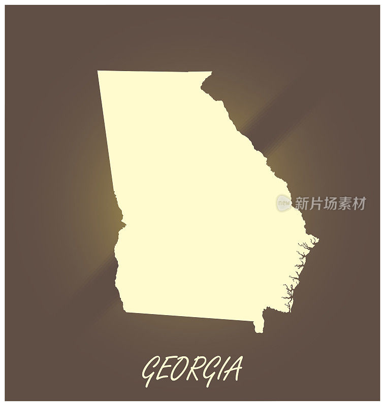 乔治亚地图矢量轮廓制图黑色和白色照明grunge背景插图