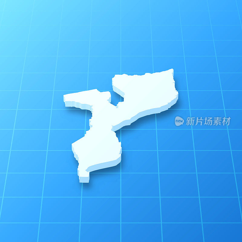 莫桑比克3D地图上的蓝色背景