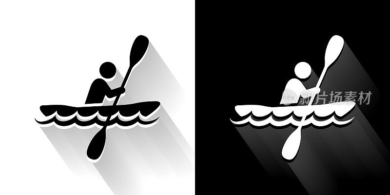 划艇黑色和白色与长影子的图标