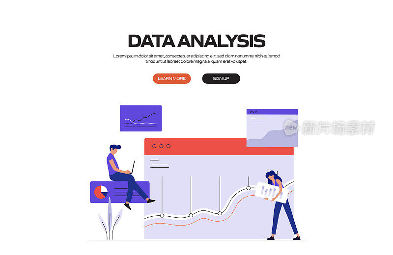 数据分析概念矢量插图网站横幅，广告和营销材料，在线广告，业务演示等。