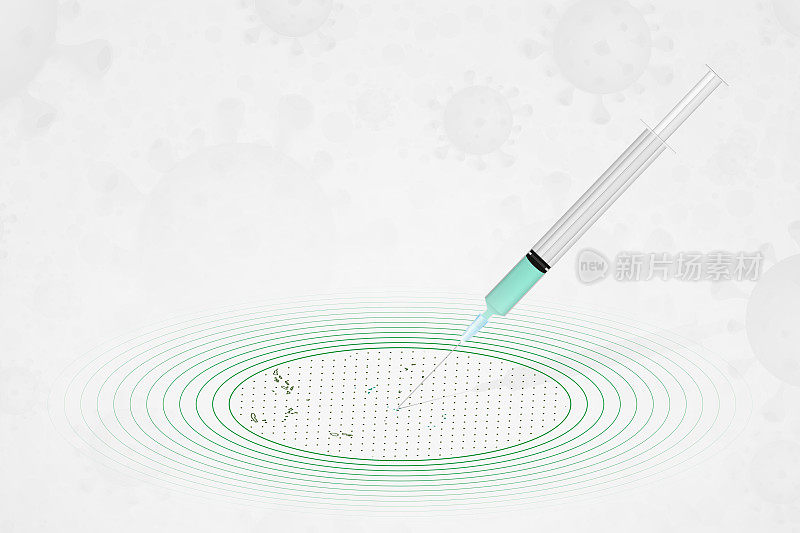 基里巴斯疫苗接种概念，基里巴斯地图中的疫苗注射。新型冠状病毒(COVID-19)的疫苗和接种。