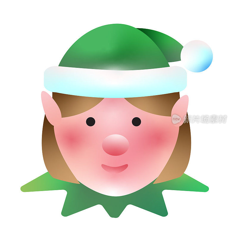 圣诞3D应用圣诞女精灵图标设计在充满活力的梯度颜色