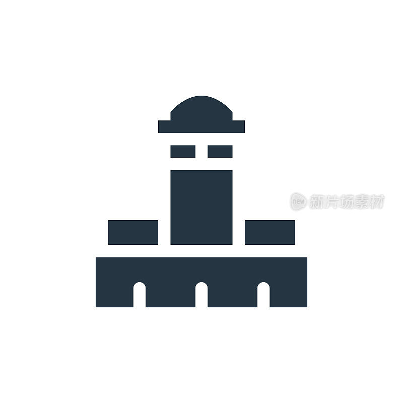 哈桑清真寺图标。字形哈桑清真寺图标的网站设计和移动，应用程序开发，打印。哈桑清真寺图标从充满摩洛哥收集孤立的白色背景。