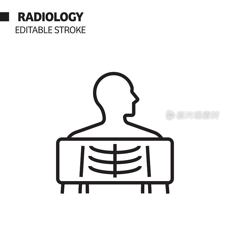 放射学线图标，轮廓矢量符号插图。