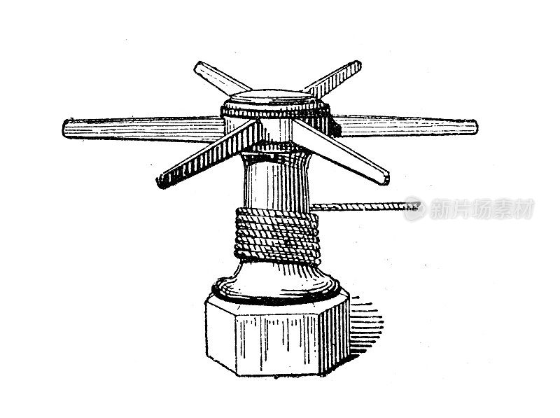 古董插图:绞盘