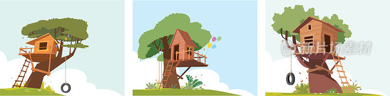 树上的木屋，空空的孩子们的游乐场