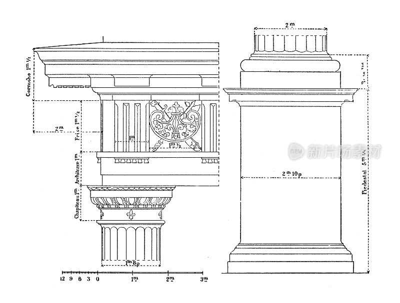 仿古插画:爱奥尼亚柱