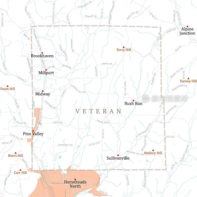 纽约Chemung老兵矢量路线图
