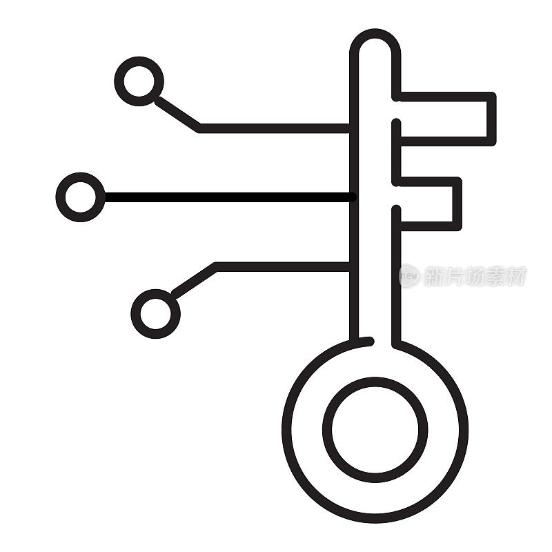 比特币和加密货币计算机关键概念图标投资-可编辑的笔画