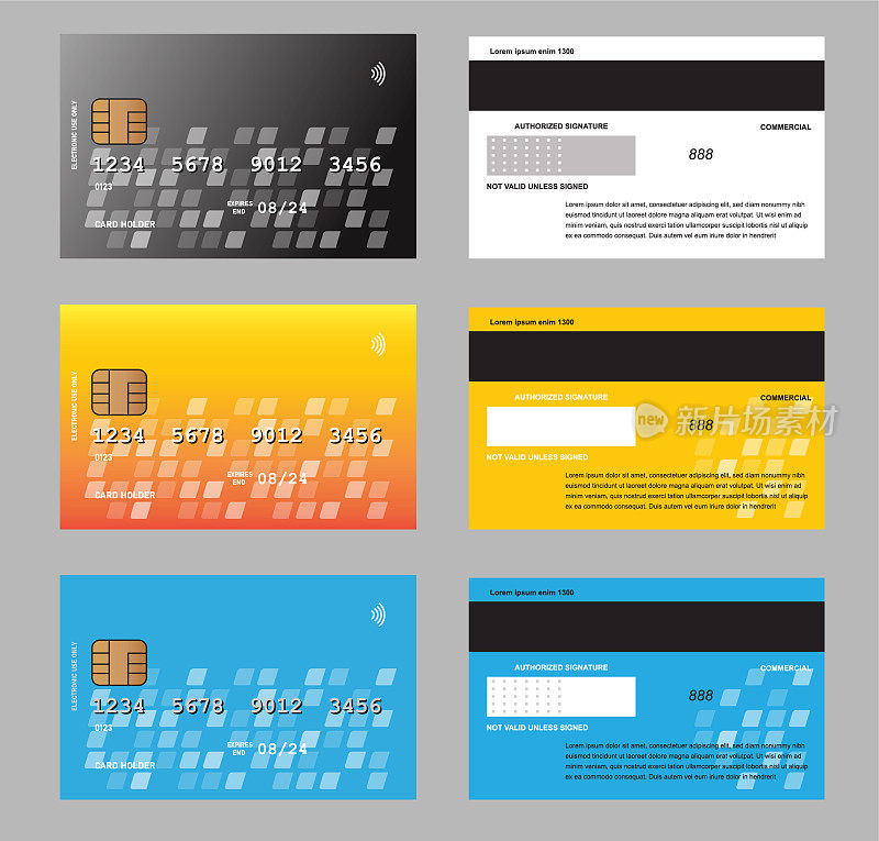 信用卡设置彩色抽象设计背景卡