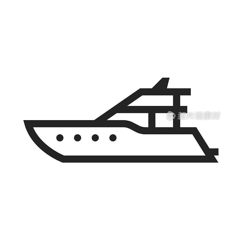 汽艇线图标。海洋运输的象征。孤立的矢量图