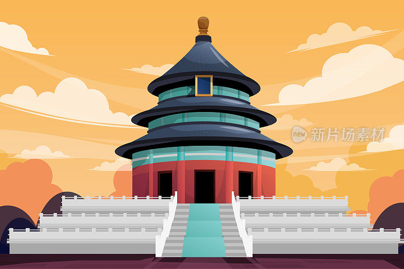 美丽的北京地标天坛寺中国矢量