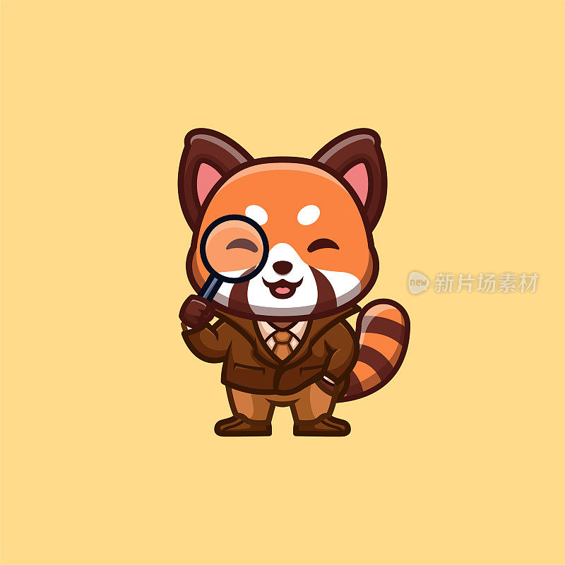 小熊猫侦探可爱创意卡哇伊卡通吉祥物Logo