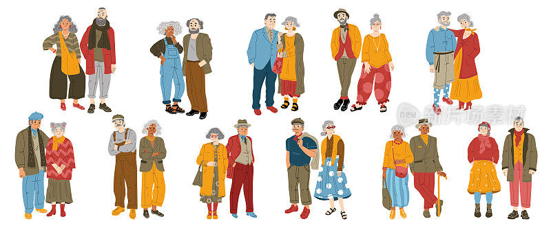 现代老年夫妇，潮流老人集