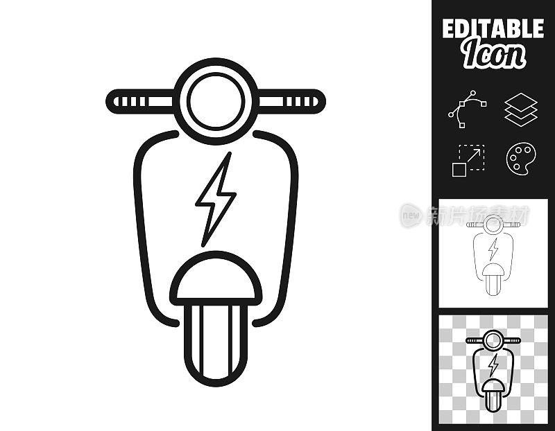 负责电动摩托车。图标设计。轻松地编辑
