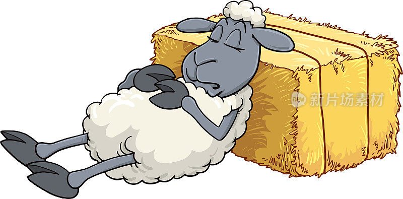 熟睡的绵羊可爱的矢量插图