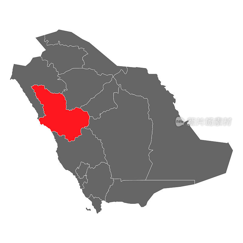 沙特阿拉伯、麦地那地区详图，地理图形国家，边境矢量插图