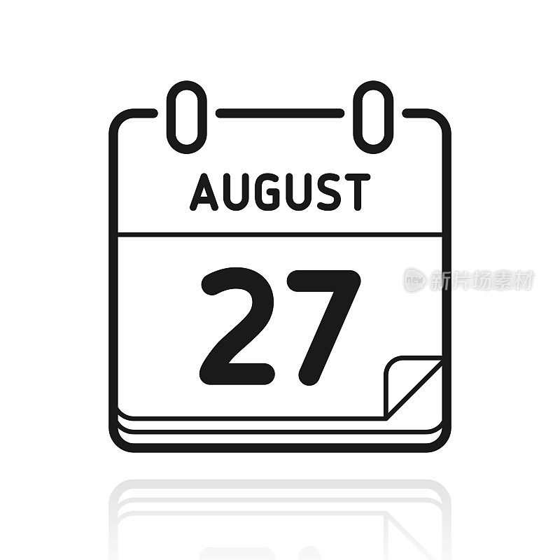 8月27日。白色背景上反射的图标