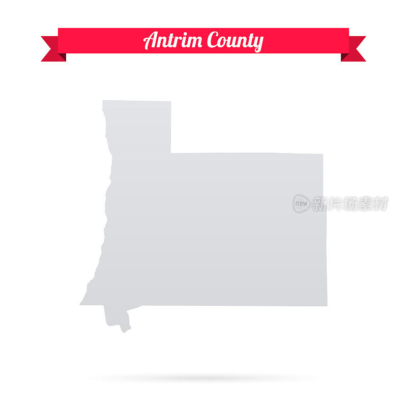 密歇根安特里姆县。白底红旗地图