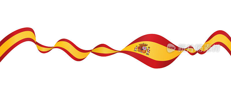 西班牙的旗帜-矢量挥舞丝带横幅。隔离在白色背景上