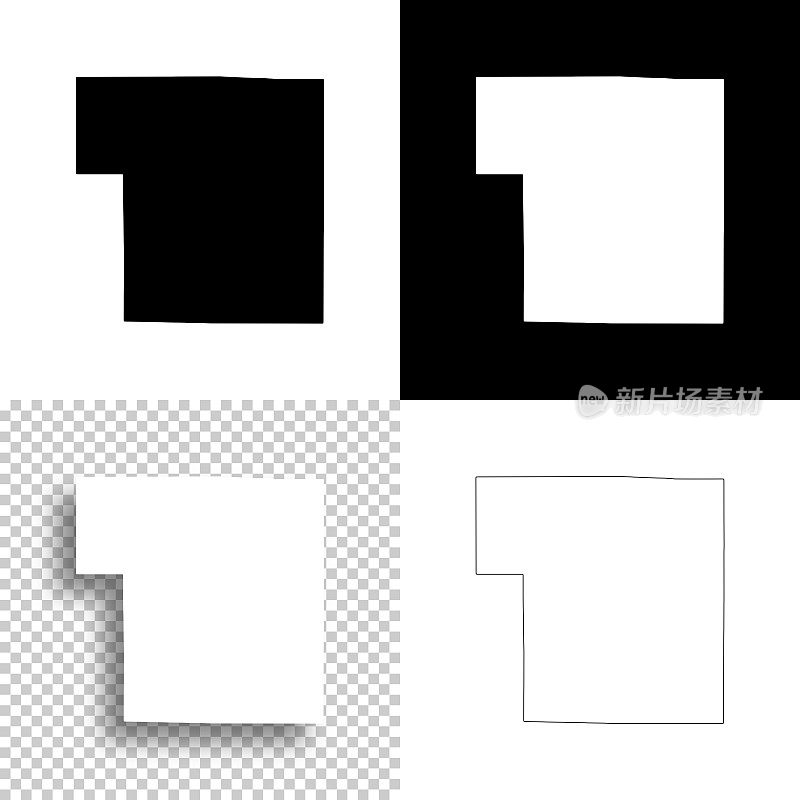 波蒂奇县，威斯康星州。设计地图。空白，白色和黑色背景