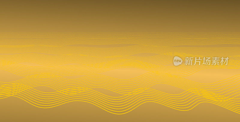 抽象的金色波浪线上的黄色梯度