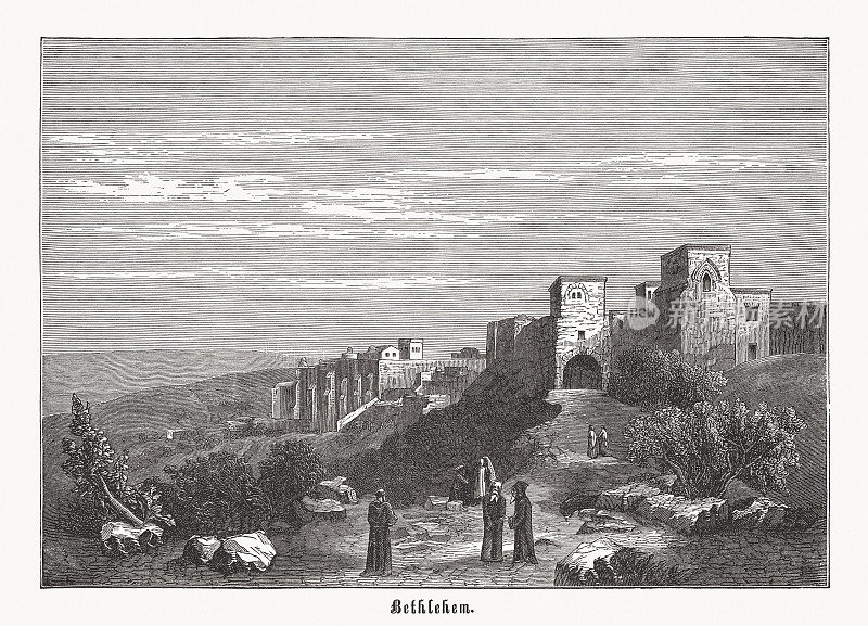 巴勒斯坦伯利恒的历史观，木版雕刻，约1890年出版