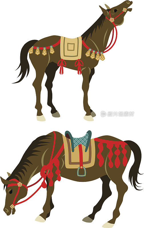 两匹马，日本复古服装