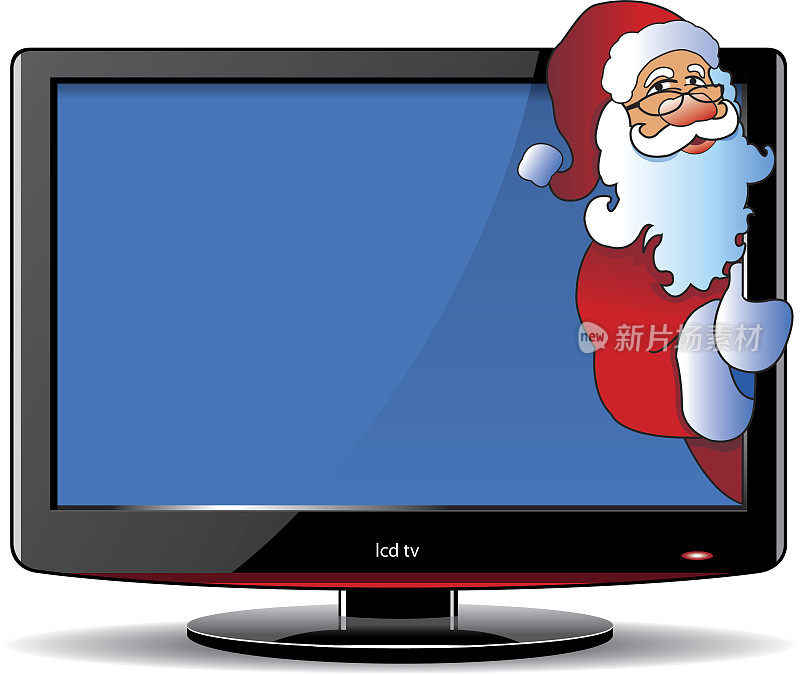 圣诞老人在电视监视器里