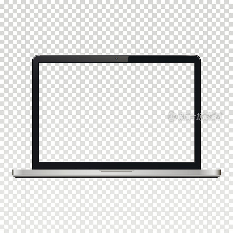 笔记本电脑与透明屏幕隔离在透明背景