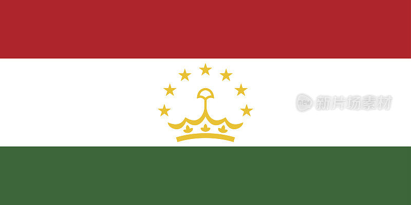 塔吉克斯坦共和国官方矢量旗。